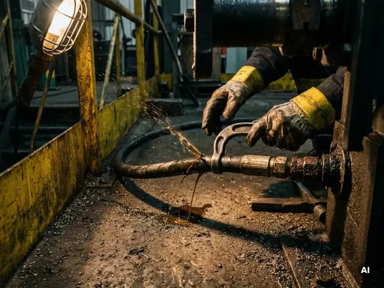 Wat moet je doen als een hydraulische slang lekt?