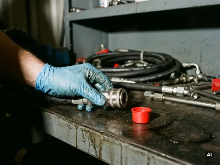 Hoe voorkom je dat vuil via een snelkoppeling in het hydraulisch systeem komt?